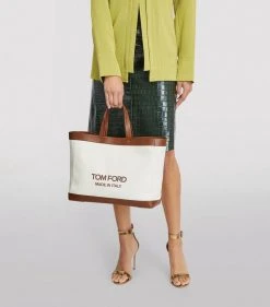 TOM FORD Canvas T Screw Tote Bag C7713 Tote Bags -Tom Ford Store tom ford canvas t screw tote bag 17288007 35320101 1000