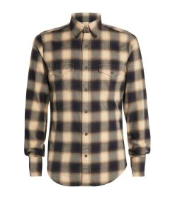 TOM FORD Cotton Check Shirt 266 MD BGE CK Casual Shirts