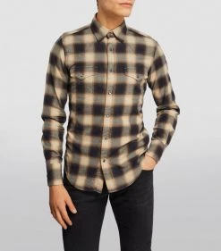 TOM FORD Cotton Check Shirt 266 MD BGE CK Casual Shirts -Tom Ford Store tom ford cotton check shirt 17532618 37269298 1000