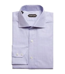 TOM FORD Cotton Check Slim-Fit Shirt 426 MD BLU CK Formal Shirts