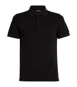 TOM FORD Cotton Piqué Polo Shirt 002 BLK Polo Shirts