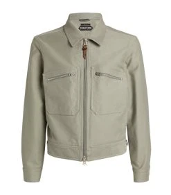 TOM FORD Cotton Zip-Up Jacket 022 DK GRY SLD Bomber Jackets