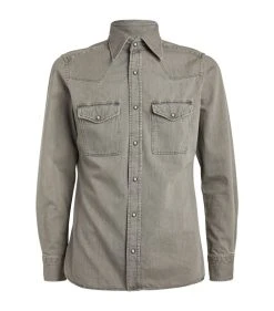 TOM FORD Denim Shirt 023 LT GRY SLD Casual Shirts