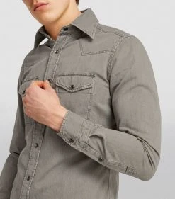 TOM FORD Denim Shirt 023 LT GRY SLD Casual Shirts -Tom Ford Store tom ford denim shirt 17530941 37057024 1000