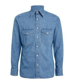 TOM FORD Denim Shirt 432 BR BLU SLD Casual Shirts