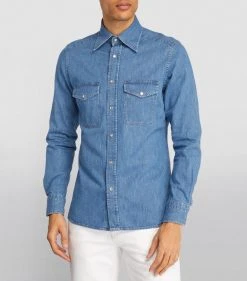 TOM FORD Denim Shirt 432 BR BLU SLD Casual Shirts -Tom Ford Store tom ford denim shirt 17532623 37540086 1000