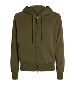 TOM FORD Garment-Dyed Hoodie 312 MD GRN SLD Hoodies