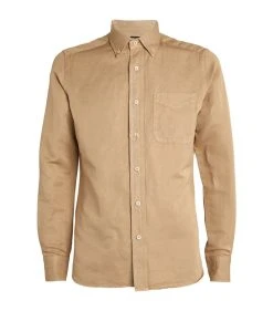 TOM FORD Garment-Dyed Shirt 262 MD BGE SLD Casual Shirts