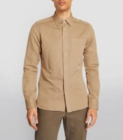 TOM FORD Garment-Dyed Shirt 262 MD BGE SLD Casual Shirts -Tom Ford Store tom ford garment dyed shirt 17532621 37542267 1000