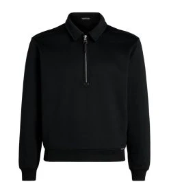 TOM FORD Half-Zip Polo Shirt 001 BLK SLD Polo Shirts