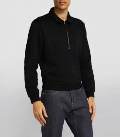 TOM FORD Half-Zip Polo Shirt 001 BLK SLD Polo Shirts -Tom Ford Store tom ford half zip polo shirt 17531588 37194541 1000
