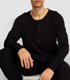 TOM FORD Henley Shirt 001 BLK SLD Long Sleeve T-Shirts -Tom Ford Store tom ford henley shirt 17530953 37539874 1000