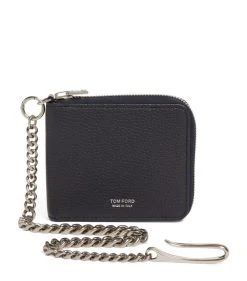 TOM FORD Leather Chain Wallet DNVNAVY Wallets