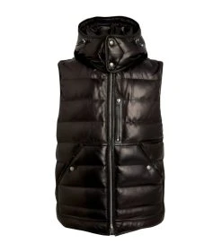 TOM FORD Leather Down-Filled Gilet 001 BLK SLD Gilets
