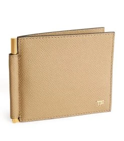 TOM FORD Leather Money Clip Wallet U7099 DARK SAND Wallets