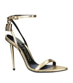 TOM FORD Leather Padlock Sandals 105 GOLD Heeled Sandals 6 TOM FORD Leather Padlock Sandals 105 GOLD Heeled Sandals -Tom Ford Store tom ford leather padlock sandals 105 16881078 33456801 1000