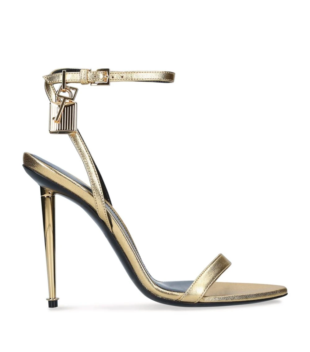TOM FORD Leather Padlock Sandals 105 GOLD Heeled Sandals 1 TOM FORD Leather Padlock Sandals 105 GOLD Heeled Sandals