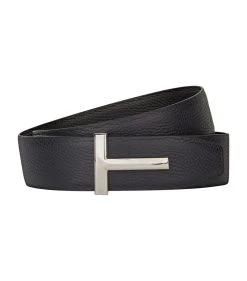 TOM FORD Leather Reversible Belt C5901 NVYBLK Belts