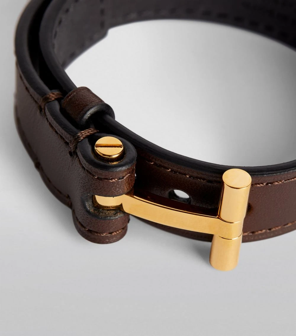 TOM FORD Leather T Bracelet DBG BRWN Jewellery 6 TOM FORD Leather T Bracelet DBG BRWN Jewellery - Image 6