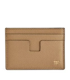 TOM FORD Leather T-Line Card Holder U7099 DARK SAND Cardholders