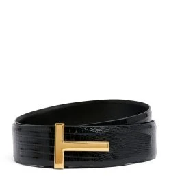 TOM FORD Lizard T-Clasp Belt BLK Belts