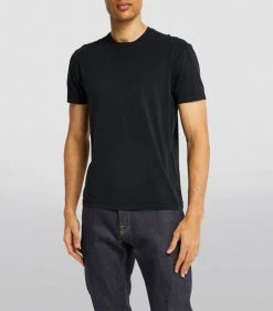 TOM FORD Lyocell-Cotton T-Shirt 001 BLK SLD Plain T-Shirts -Tom Ford Store tom ford lyocell cotton t shirt 17532638 37180228 1000