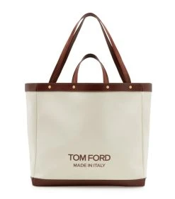 TOM FORD Medium Canvas T Screw Tote Bag C7713 Top Handle Bags