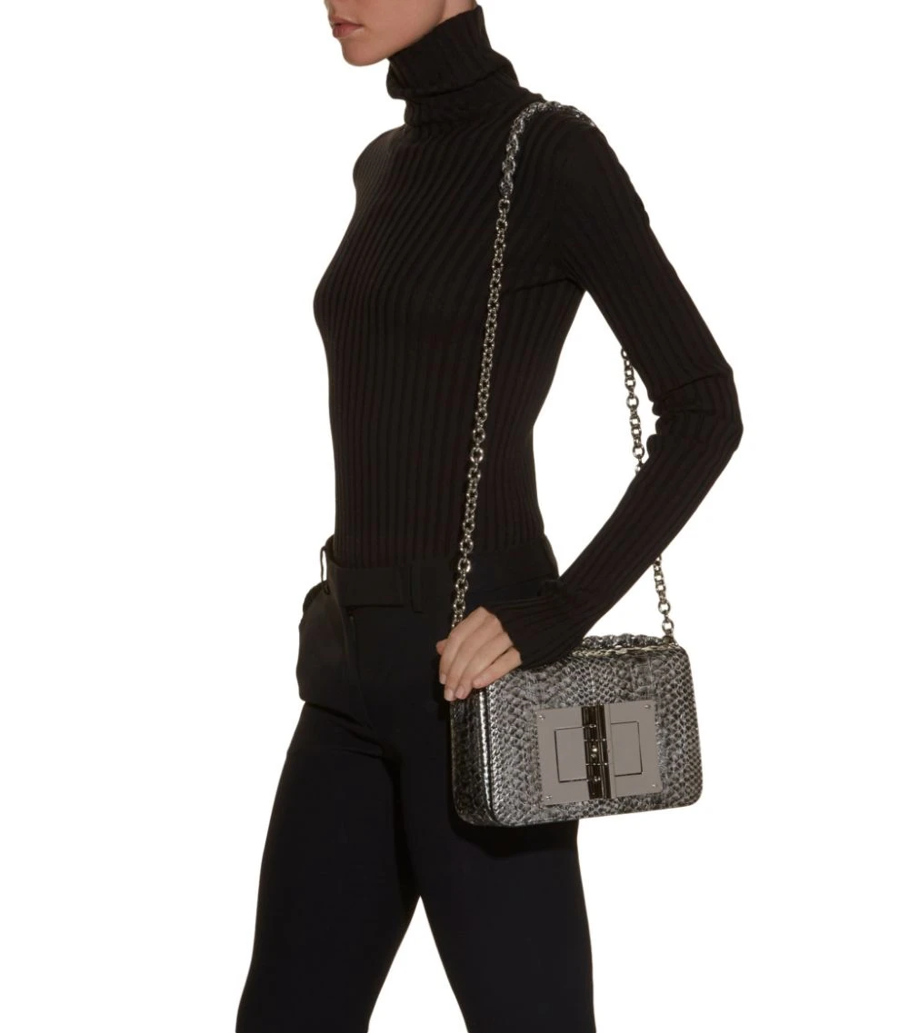 TOM FORD Medium Python Natalia Shoulder Bag SLV Shoulder Bags 1 TOM FORD Medium Python Natalia Shoulder Bag SLV Shoulder Bags