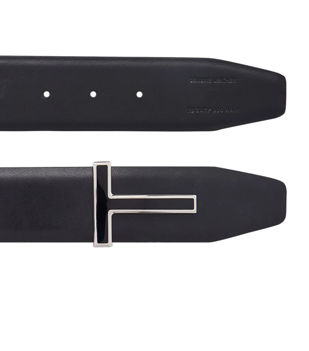 TOM FORD Polished Enamel and Leather Belt U9000BLACK Belts 2 TOM FORD Polished Enamel and Leather Belt U9000BLACK Belts - Image 2