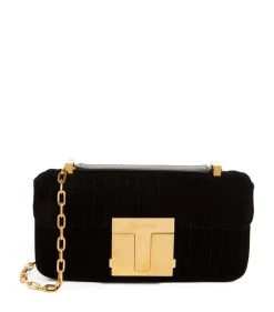 TOM FORD Quilted Velvet T Clasp Shoulder Bag u9000 Shoulder Bags