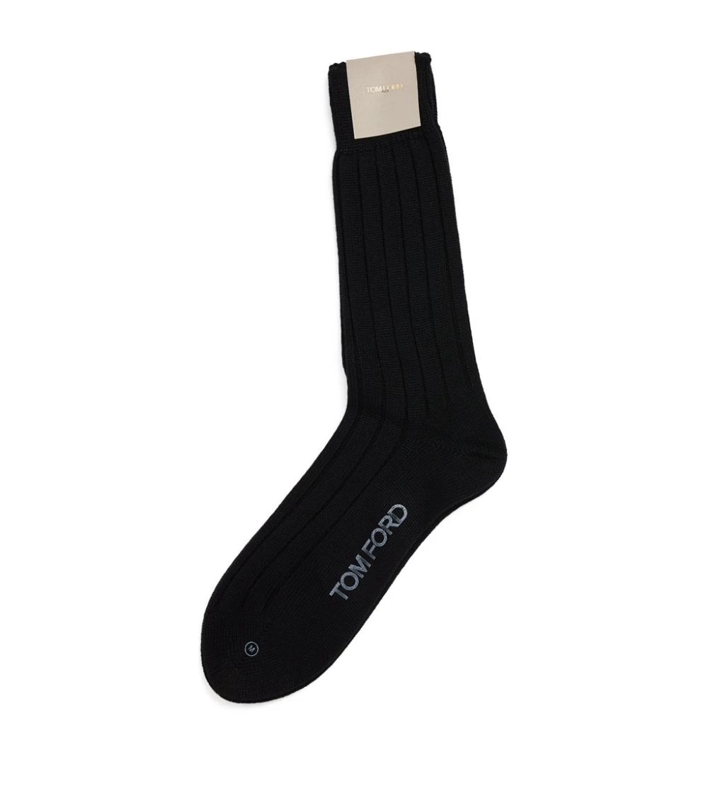 TOM FORD Ribbed Cashmere Socks 001 BLK SLD 1 TOM FORD Ribbed Cashmere Socks 001 BLK SLD
