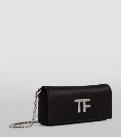 TOM FORD Satin Crystal-Logo Clutch Bag u9000 Clutch Bags -Tom Ford Store tom ford satin crystal logo clutch bag 16455512 31894442 1000