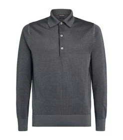 TOM FORD Silk-Cashmere Polo Shirt 402 DK BLU SLD Polo Shirts