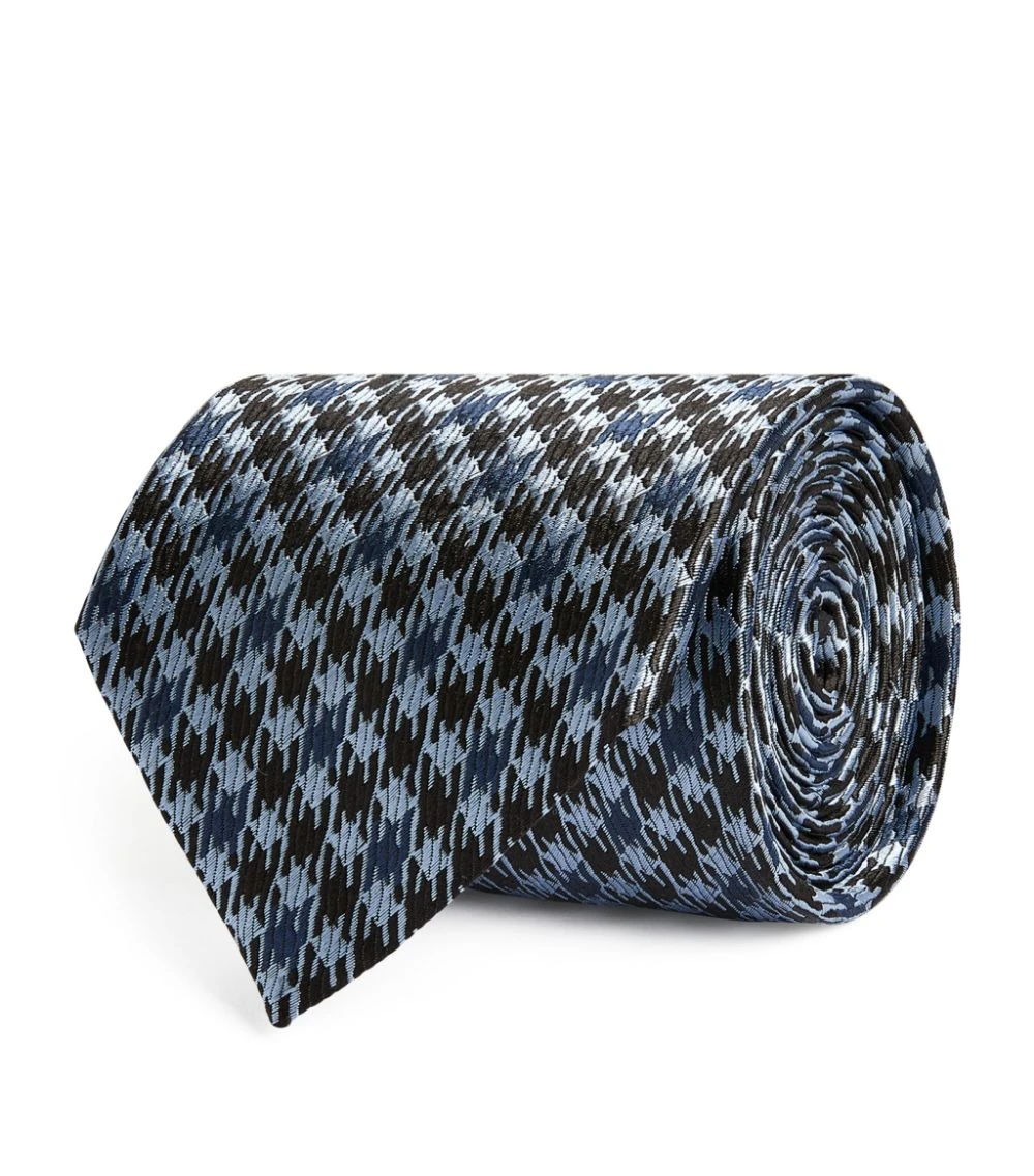 TOM FORD Silk Houndstooth Tie 436 BR BLU CK Neckties 1 TOM FORD Silk Houndstooth Tie 436 BR BLU CK Neckties