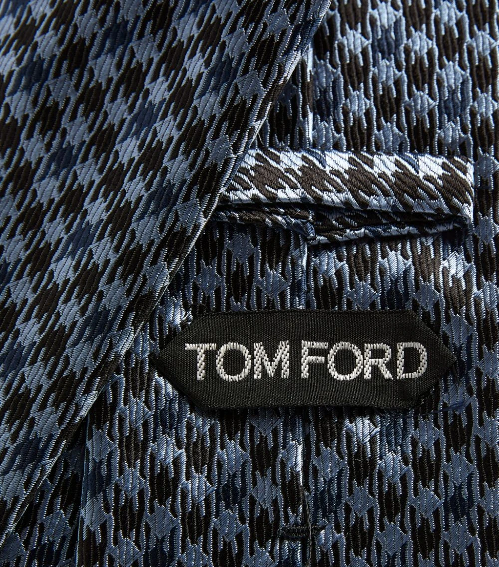 TOM FORD Silk Houndstooth Tie 436 BR BLU CK Neckties 3 TOM FORD Silk Houndstooth Tie 436 BR BLU CK Neckties - Image 3