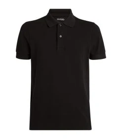 TOM FORD TF POLO GARMENT DYED SSLV K09 BLK SLD Polo Shirts
