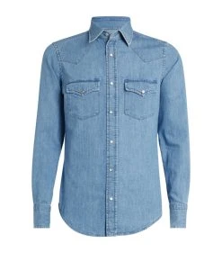 TOM FORD Western Denim Shirt 432 BR BLU SLD Casual Shirts