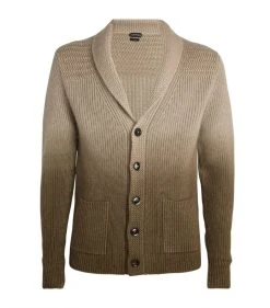 TOM FORD Wool-Blend Dip-Dye Cardigan 262 MD BGE SLD Cardigans