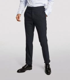 TOM FORD Wool-Silk Blazer 416 NAVY CHECK Jackets -Tom Ford Store tom ford wool silk blazer 17200993 34800680 1000